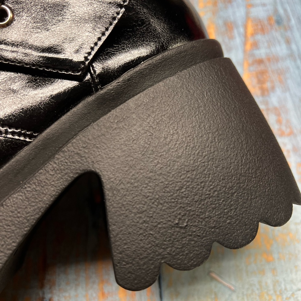 Black Platform Ankle Leather Boots - Picture 11 of 13